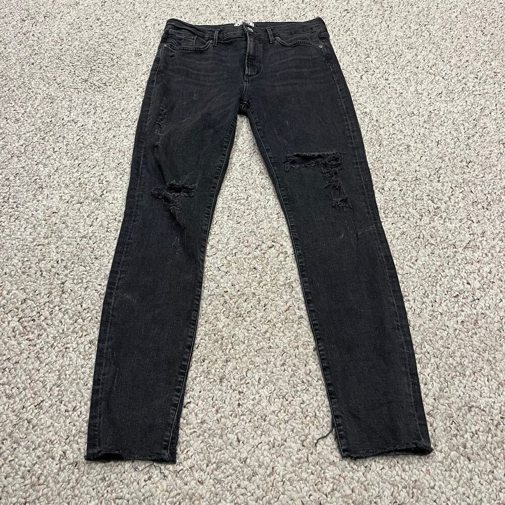 Agolde Sophie High Waist Ankle Skinny Jeans Sz 30 Black Distressed 28.5 inseam